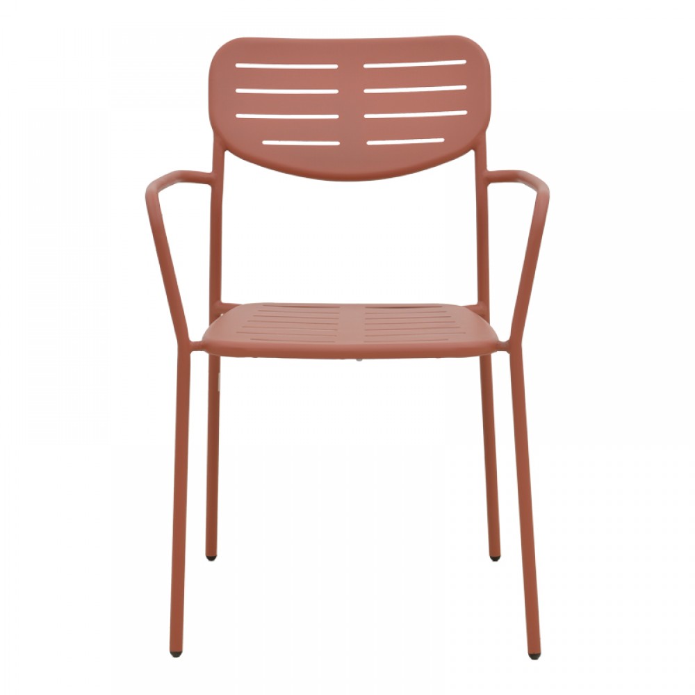 Πολυθρόνα εξωτερικού χώρου "DERABY"από μέταλλο σε terracotta χρώμα 56x45.5x83