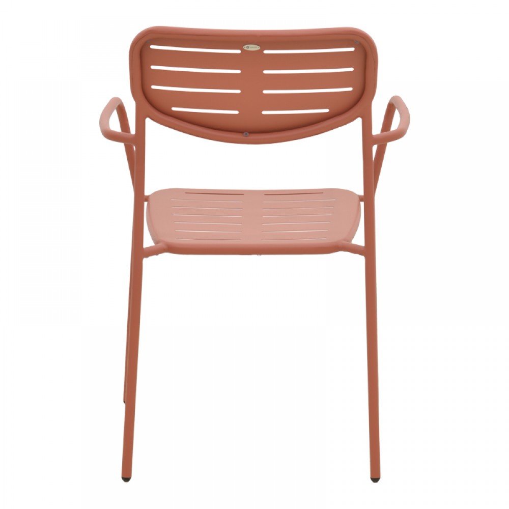 Πολυθρόνα εξωτερικού χώρου "DERABY"από μέταλλο σε terracotta χρώμα 56x45.5x83