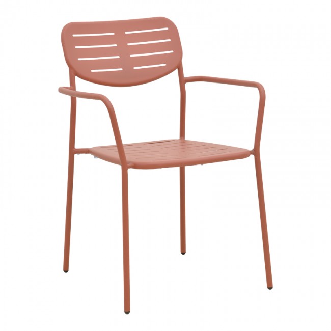 Πολυθρόνα εξωτερικού χώρου "DERABY"από μέταλλο σε terracotta χρώμα 56x45.5x83