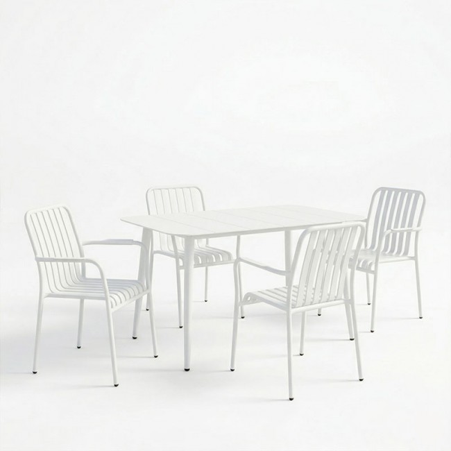 Τραπεζαρία 5τεμ "HEVEN VISTA" από αλουμίνιο σε λευκό χρώμα 120x70x72