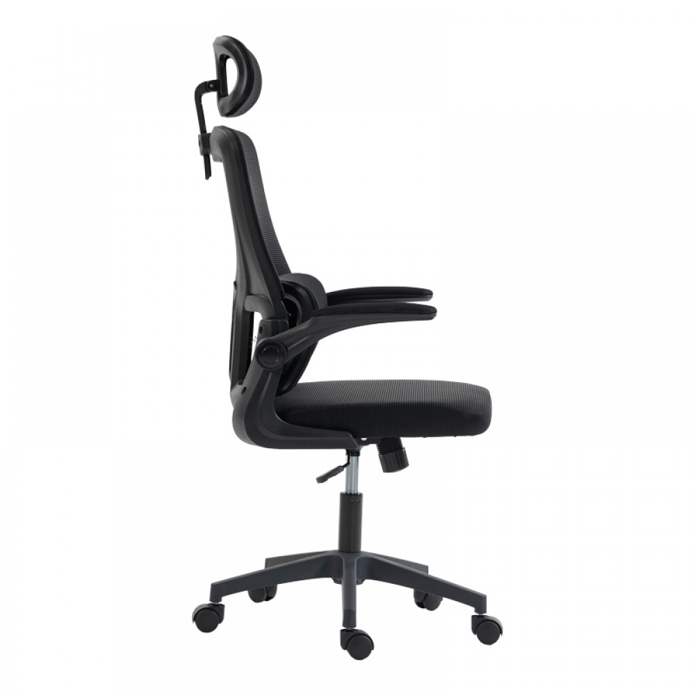 Καρέκλα γραφείου "MAINZ" από mesh ύφασμα σε μαύρο χρώμα 50x60x112-122