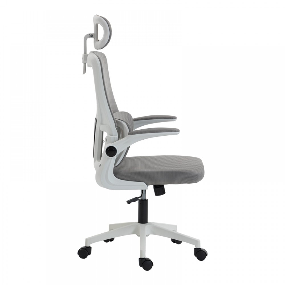Καρέκλα γραφείου "MAINZ" από mesh ύφασμα σε λευκό χρώμα 50x60x112-122