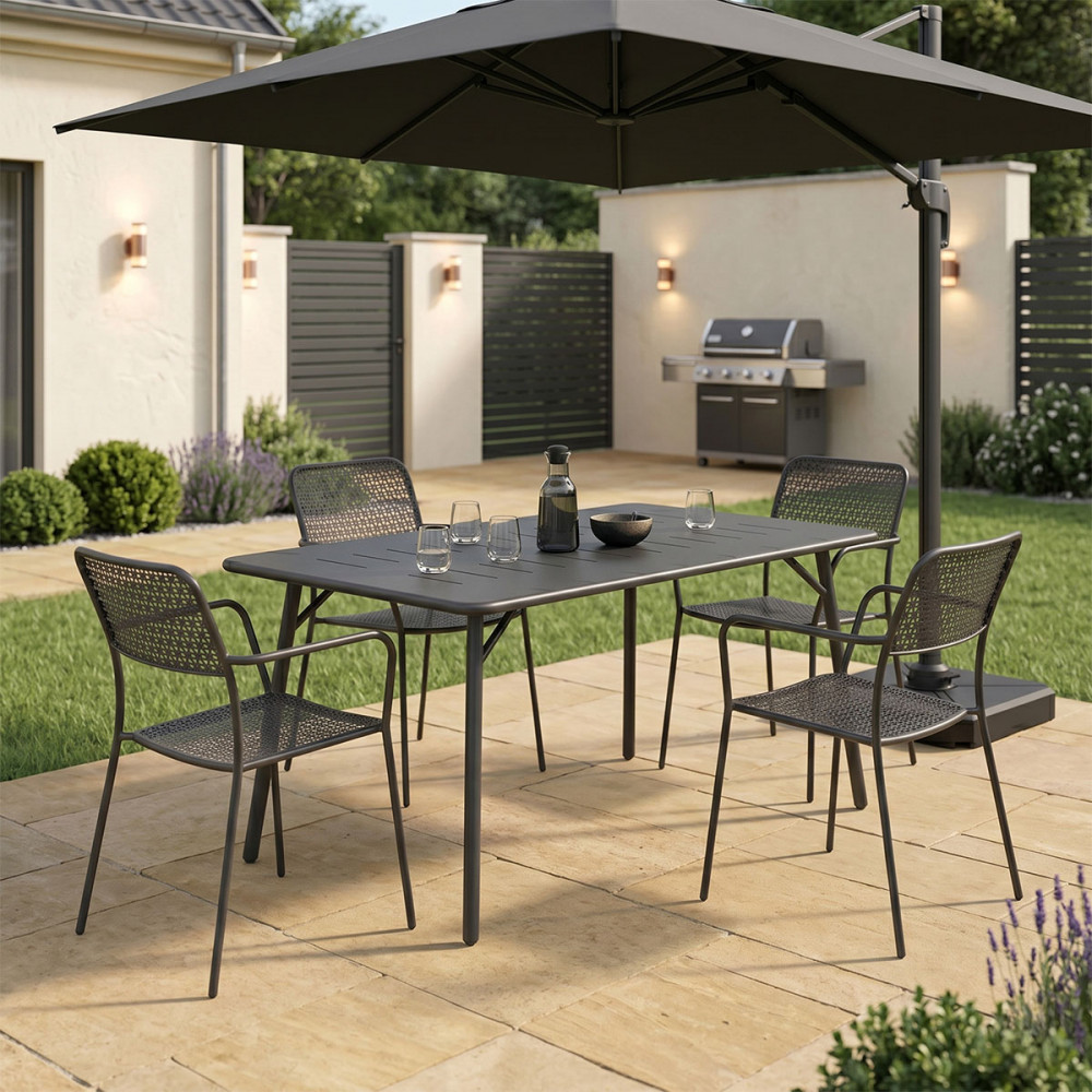 Τραπεζαρία 5τμχ "MORAJA-FEDERAL" από μέταλλο σε χρώμα μαύρο 140x80x72