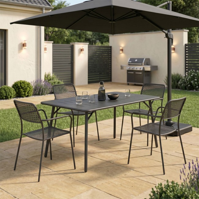 Τραπεζαρία 5τμχ "MORAJA-FEDERAL" από μέταλλο σε χρώμα μαύρο 140x80x72