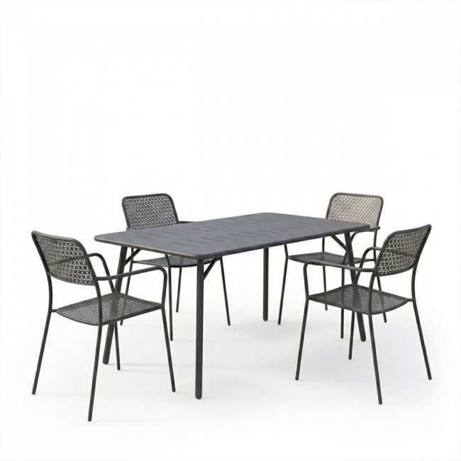 Τραπεζαρία 5τμχ "MORAJA-FEDERAL" από μέταλλο σε χρώμα μαύρο 140x80x72