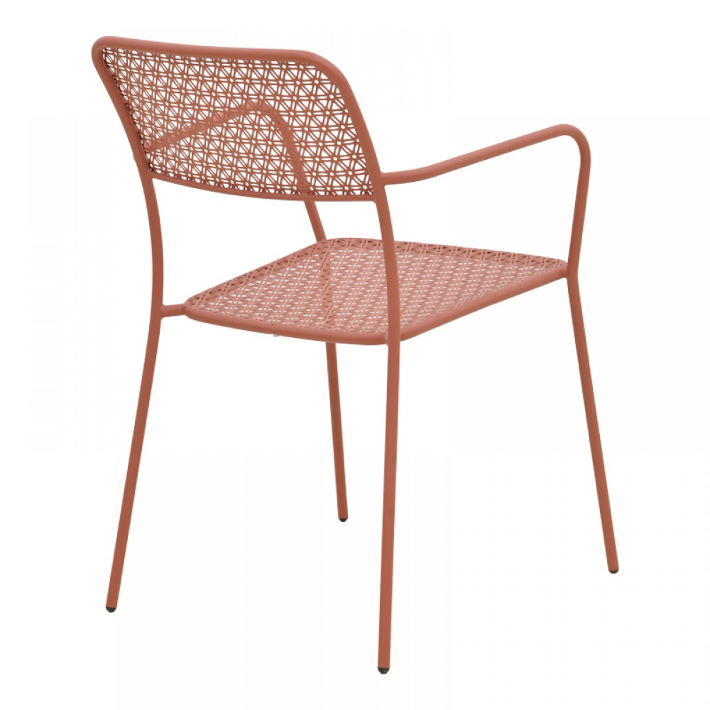 Τραπεζαρία 5τμχ "MORAJA-FEDERAL" από μέταλλο σε χρώμα terracotta 140x80x72