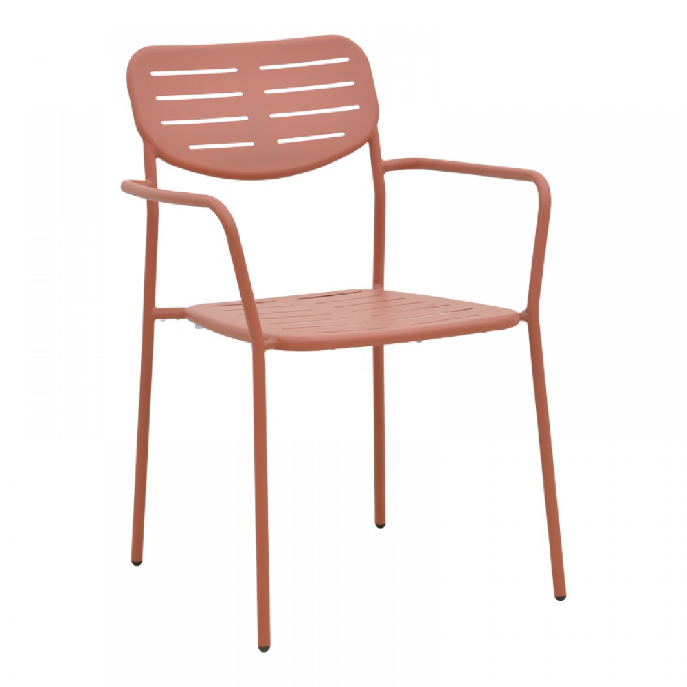 Τραπεζαρία 5τμχ "MORAJA-DERABY" από μέταλλο σε χρώμα terracotta 140x80x72