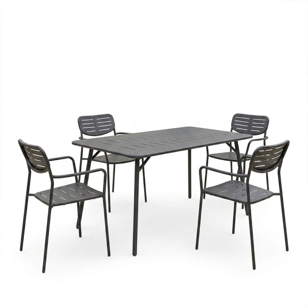 Τραπεζαρία 5τμχ "MORAJA-DERABY" από μέταλλο σε χρώμα μαύρο 140x80x72