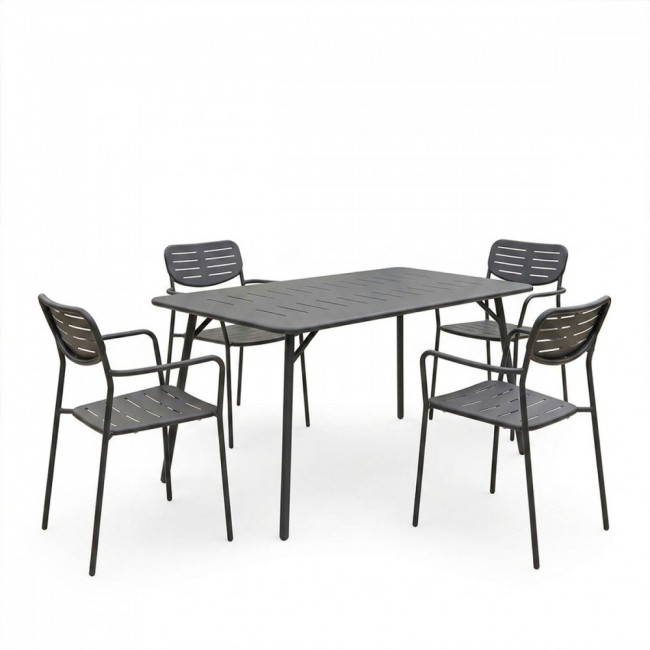 Τραπεζαρία 5τμχ "MORAJA-DERABY" από μέταλλο σε χρώμα μαύρο 140x80x72