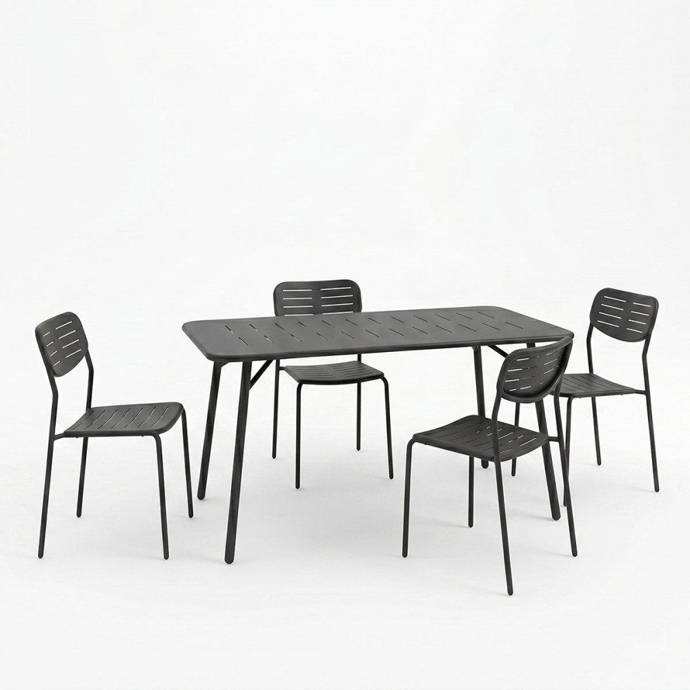 Τραπεζαρία 5τμχ "MORAJA-DERABY I" από μέταλλο σε χρώμα μαύρο 140x80x72