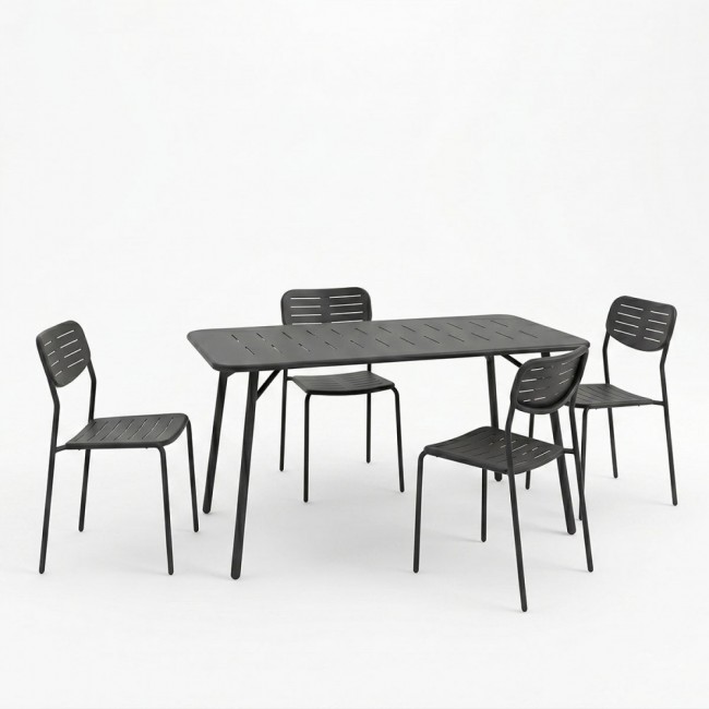 Τραπεζαρία 5τμχ "MORAJA-DERABY I" από μέταλλο σε χρώμα μαύρο 140x80x72