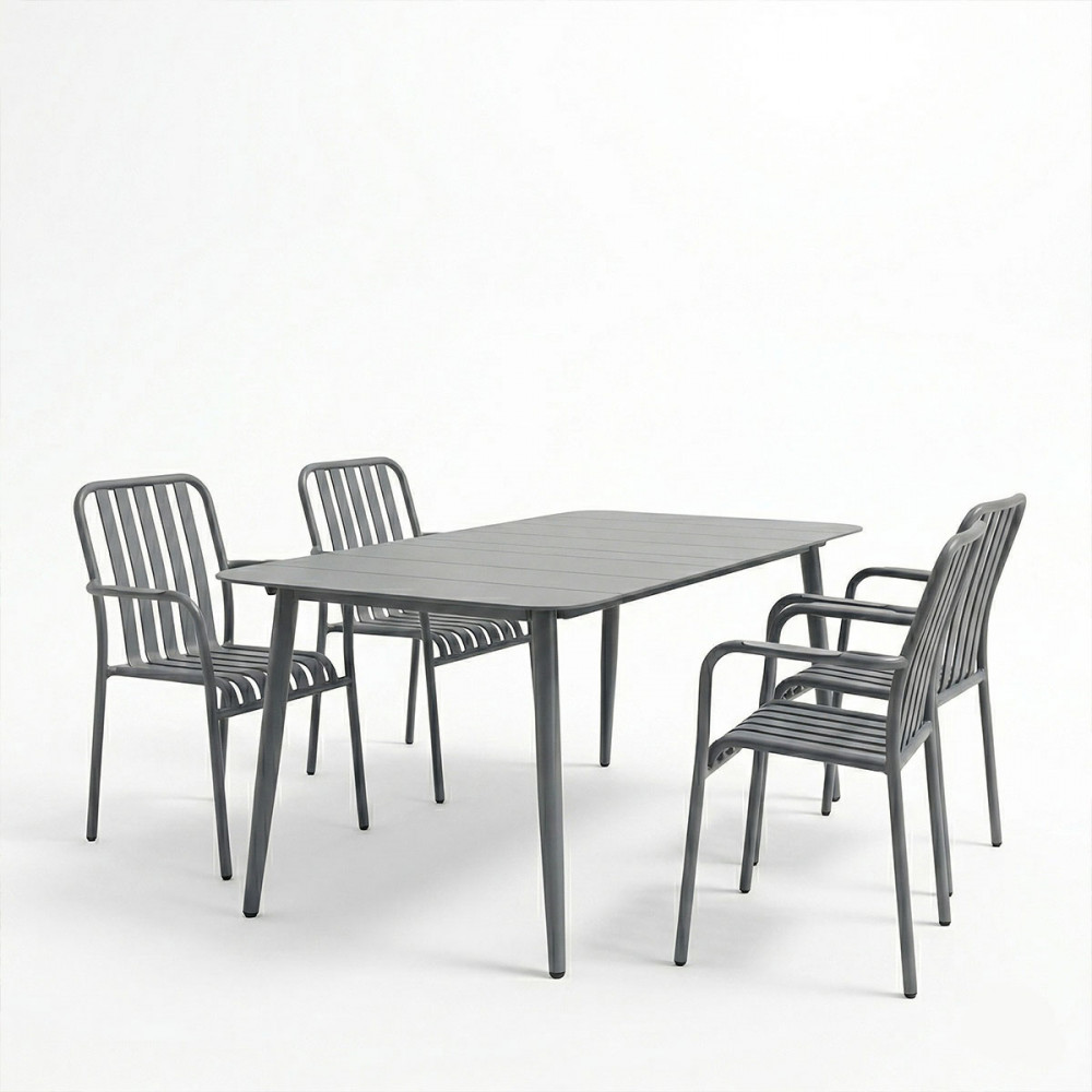 Τραπεζαρία εξωτερικού χώρου 5τεμ "HEVEN VISTA" από αλουμίνιο σε ανθρακί χρώμα 150x80x72