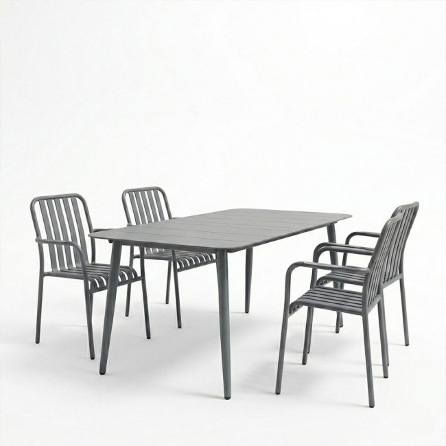 Τραπεζαρία εξωτερικού χώρου 5τεμ "HEVEN VISTA" από αλουμίνιο σε ανθρακί χρώμα 150x80x72