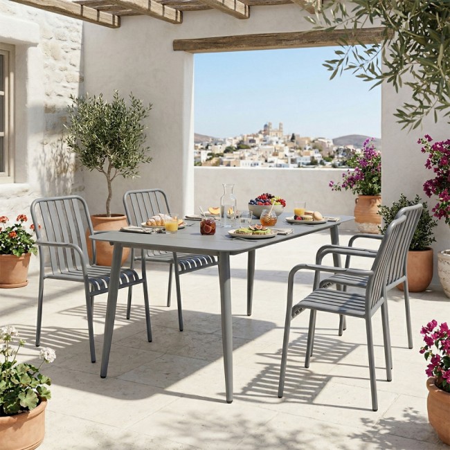 Τραπεζαρία εξωτερικού χώρου 5τεμ "HEVEN VISTA" από αλουμίνιο σε ανθρακί χρώμα 150x80x72