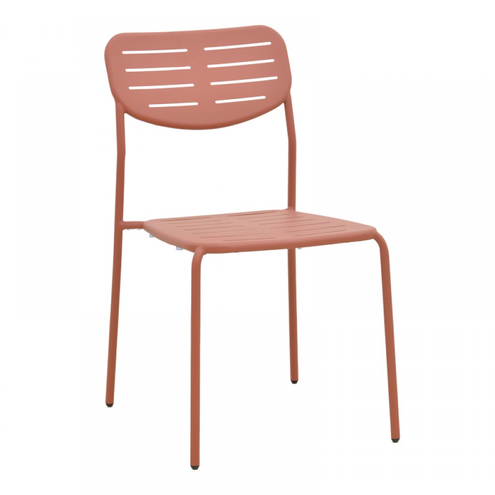 Τραπεζαρία 5τμχ "MORAJA-DERABY I" από μέταλλο σε χρώμα terracotta 140x80x72