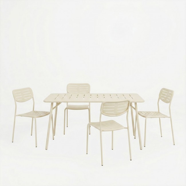 Τραπεζαρία 5τμχ "MORAJA-DERABY I" από μέταλλο σε χρώμα κρεμ 140x80x72