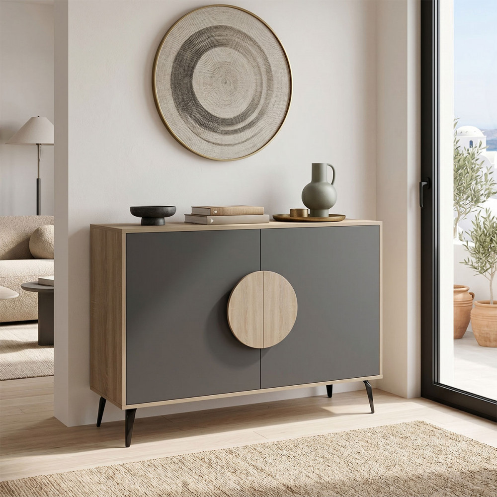 Μπουφές "GORA" σε sonoma-ανθρακί χρώμα 110x35.5x82