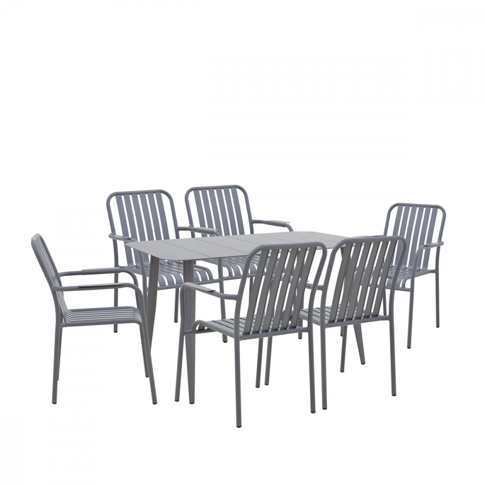 Τραπεζαρία 7τμχ "HEVEN VISTA" από αλουμίνιο σε χρώμα ανθρακί 120x70x72