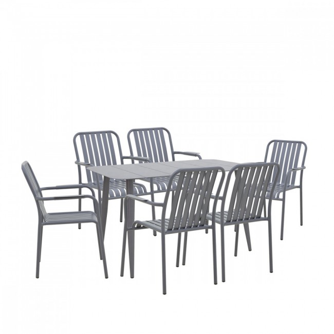 Τραπεζαρία 7τμχ "HEVEN VISTA" από αλουμίνιο σε χρώμα ανθρακί 120x70x72