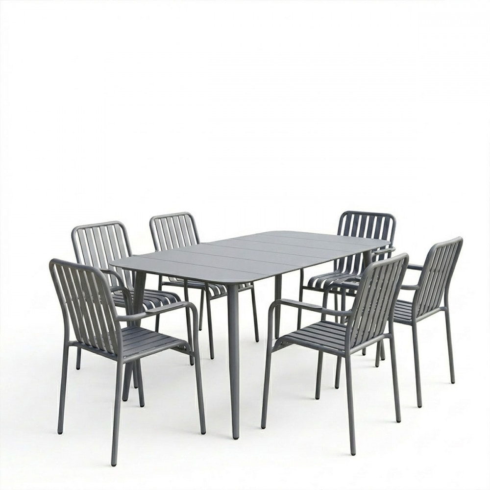 Τραπεζαρία 7τμχ "HEVEN VISTA" από αλουμίνιο σε χρώμα ανθρακί 150x80x72