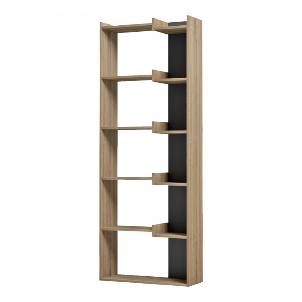 Βιβλιοθήκη "CORPUS" σε sonoma - ανθρακί χρώμα 61x22x162