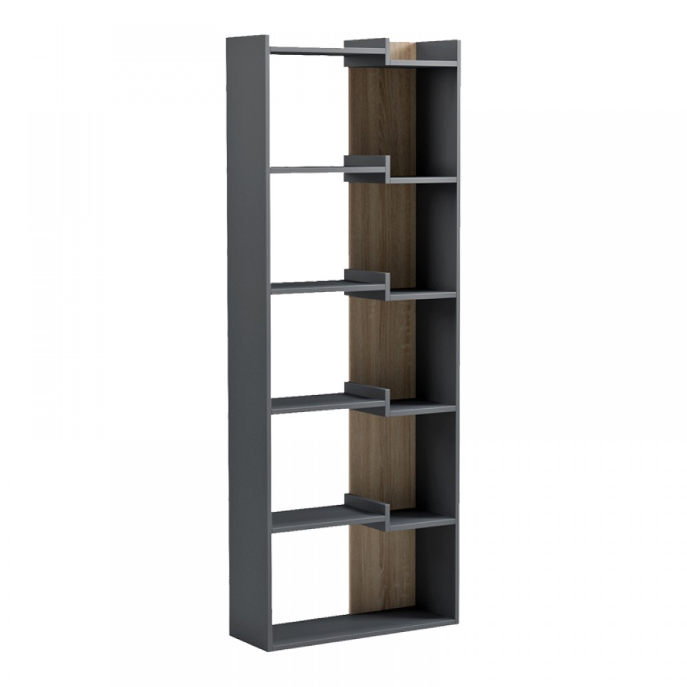 Βιβλιοθήκη "CORPUS" σε χρώμα ανθρακί/σονόμα 61x22x162