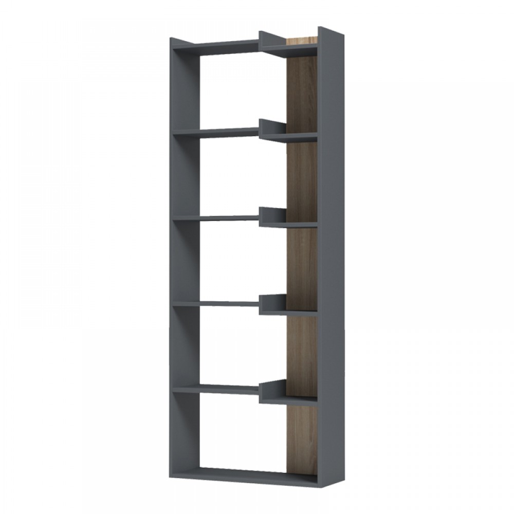 Βιβλιοθήκη "CORPUS" σε χρώμα ανθρακί/σονόμα 61x22x162