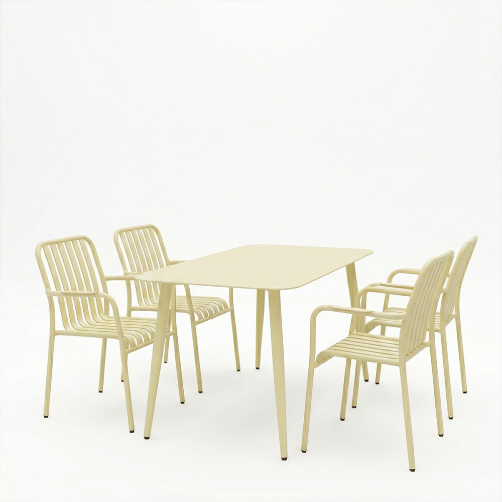 Τραπεζαρία εξωτερικού χώρου 5 τεμ "HEVEN VISTA" από αλουμίνιο σε σαμπανί χρώμα 120x70x72