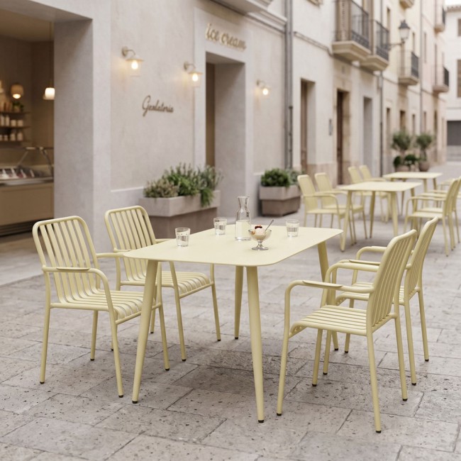 Τραπεζαρία εξωτερικού χώρου 5 τεμ "HEVEN VISTA" από αλουμίνιο σε σαμπανί χρώμα 120x70x72