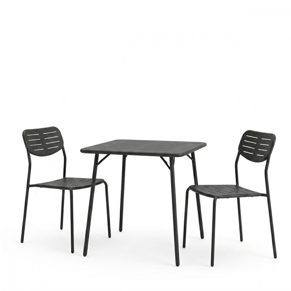 Τραπεζαρία εξωτερικού χώρου 3τεμ "MORAJA DERABY I" από μέταλλο σε μαύρο χρώμα 70x70x73