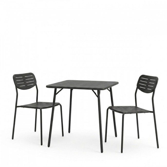 Τραπεζαρία εξωτερικού χώρου 3τεμ "MORAJA DERABY I" από μέταλλο σε μαύρο χρώμα 70x70x73
