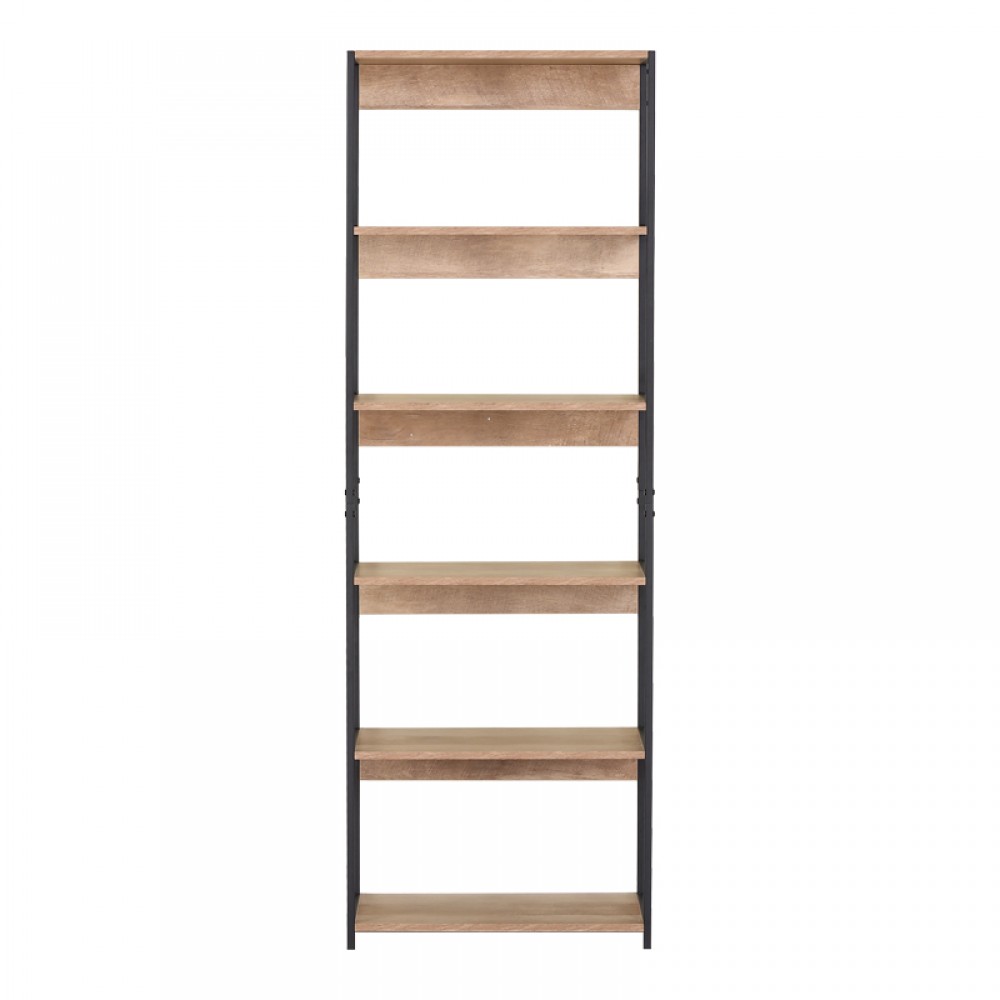 Βιβλιοθήκη "KALIANO" από μέταλλο σε oak-μαύρο χρώμα 59.5x35x176.5