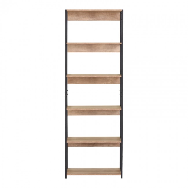 Βιβλιοθήκη "KALIANO" από μέταλλο σε oak-μαύρο χρώμα 59.5x35x176.5