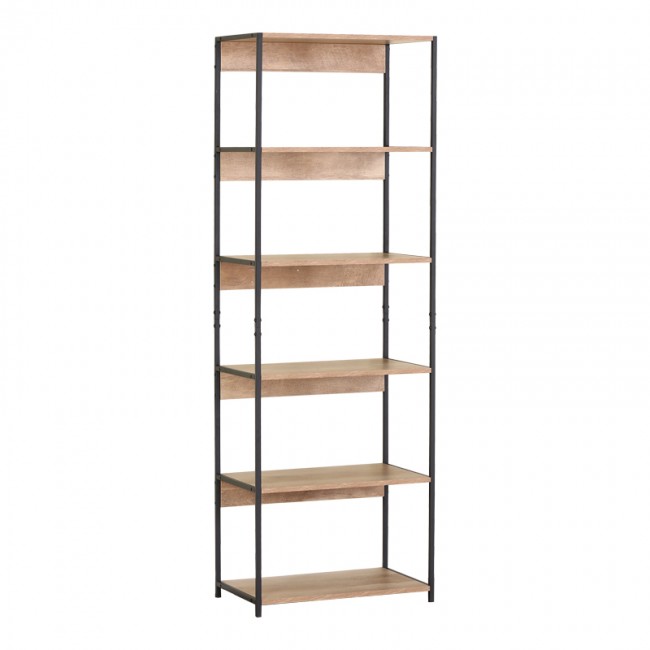 Βιβλιοθήκη "KALIANO" από μέταλλο σε oak-μαύρο χρώμα 59.5x35x176.5