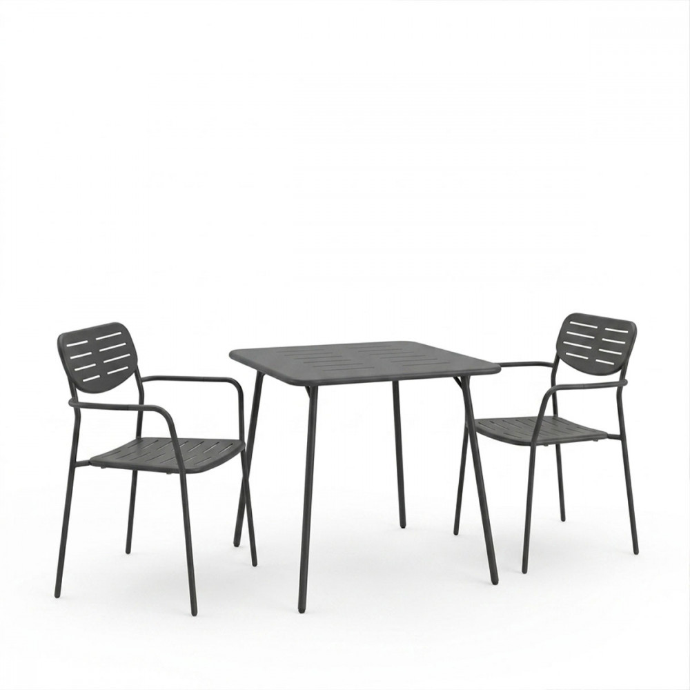 Τραπεζαρία εξωτερικού χώρου 3τεμ "MORAJA DERABY" από μέταλλο σε μαύρο χρώμα 70x70x73