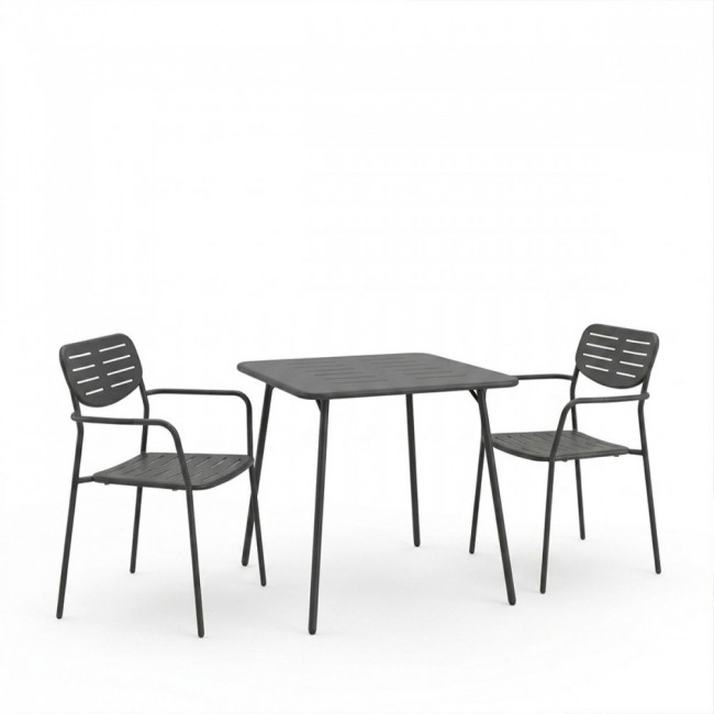 Τραπεζαρία εξωτερικού χώρου 3τεμ "MORAJA DERABY" από μέταλλο σε μαύρο χρώμα 70x70x73