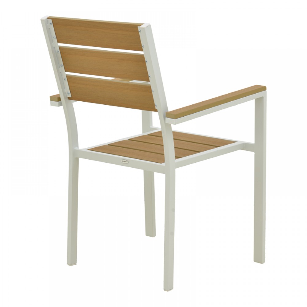 Πολυθρόνα εξωτερικού χώρου "REEZE" από αλουμίνιο σε λευκό/φυσικό χρώμα 57.5x60x88