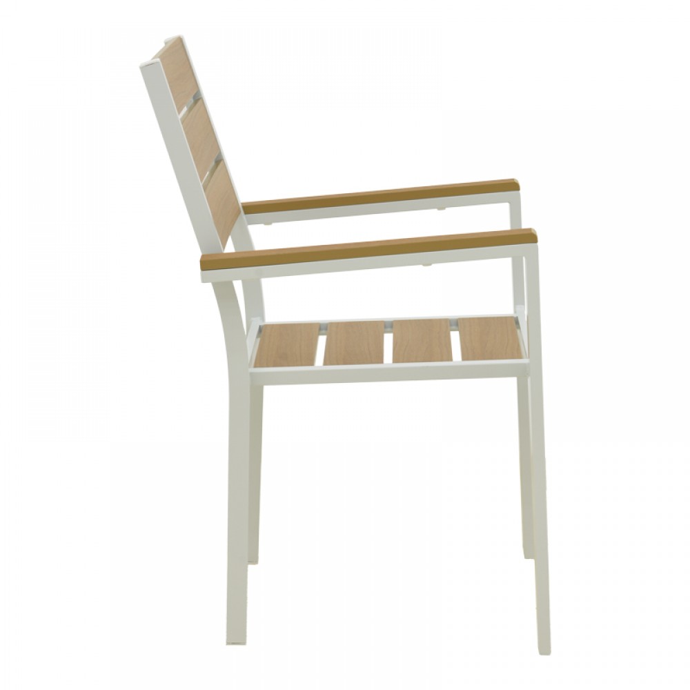 Πολυθρόνα εξωτερικού χώρου "REEZE" από αλουμίνιο σε λευκό/φυσικό χρώμα 57.5x60x88