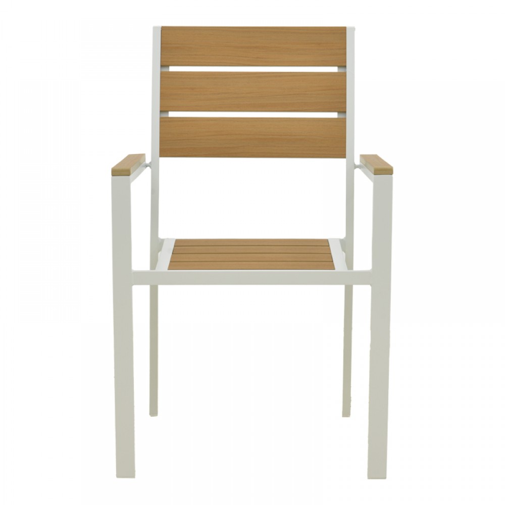 Πολυθρόνα εξωτερικού χώρου "REEZE" από αλουμίνιο σε λευκό/φυσικό χρώμα 57.5x60x88