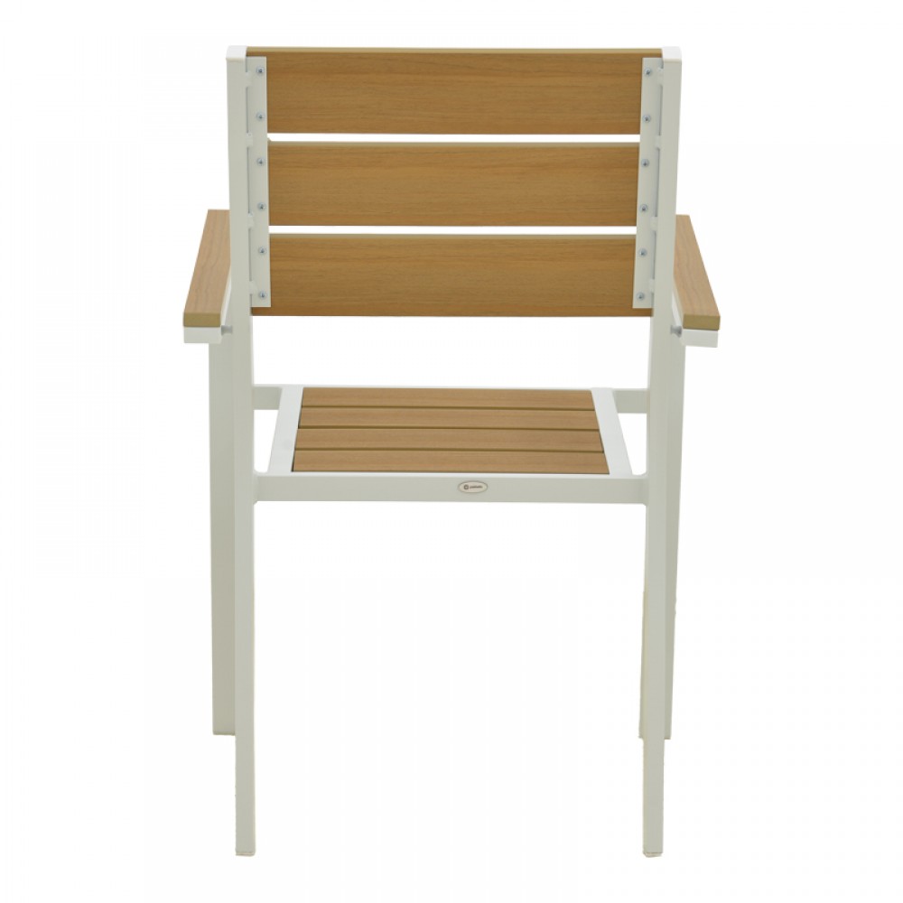 Πολυθρόνα εξωτερικού χώρου "REEZE" από αλουμίνιο σε λευκό/φυσικό χρώμα 57.5x60x88