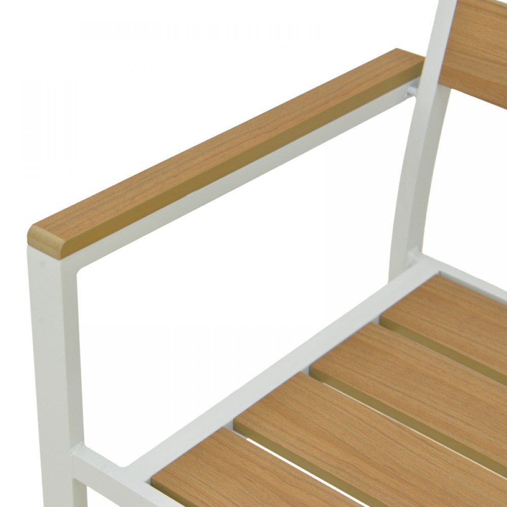 Πολυθρόνα εξωτερικού χώρου "REEZE" από αλουμίνιο σε λευκό/φυσικό χρώμα 57.5x60x88