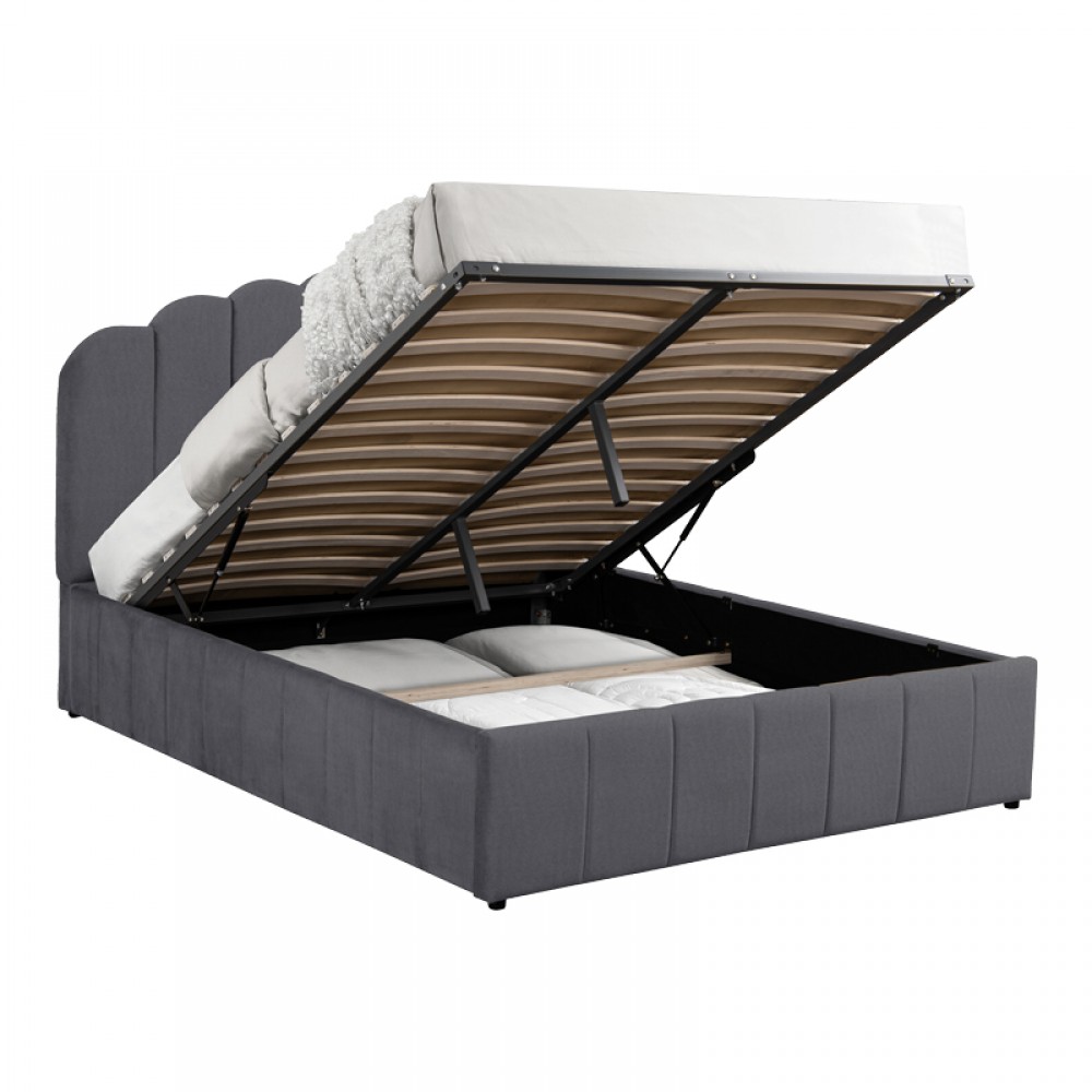 Κρεβάτι ημίδιπλο "TATIANA" με αποθηκευτικό χώρο από ύφασμα σε ανθρακί χρώμα 120x200