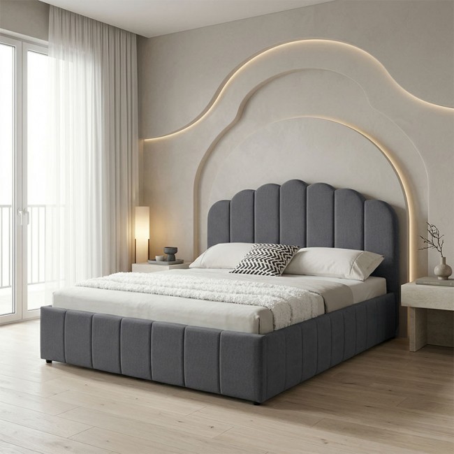 Κρεβάτι ημίδιπλο "TATIANA" με αποθηκευτικό χώρο από ύφασμα σε ανθρακί χρώμα 120x200