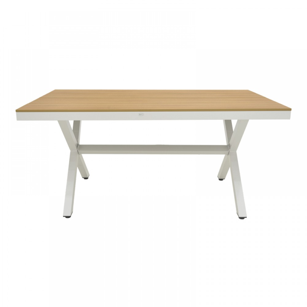 Τραπέζι εξωτερικού χώρου "THORIO" από αλουμινίο σε λευκό/φυσικό χρώμα 160x90x75