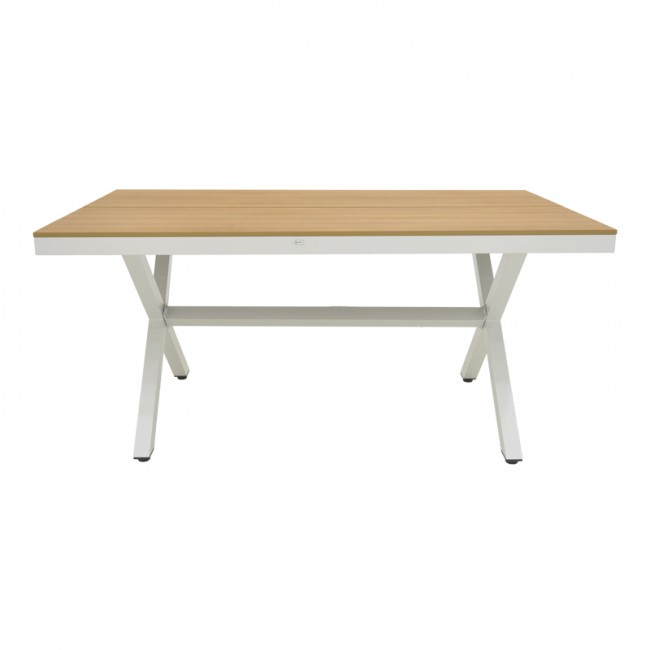 Τραπέζι εξωτερικού χώρου "THORIO" από αλουμινίο σε λευκό/φυσικό χρώμα 160x90x75