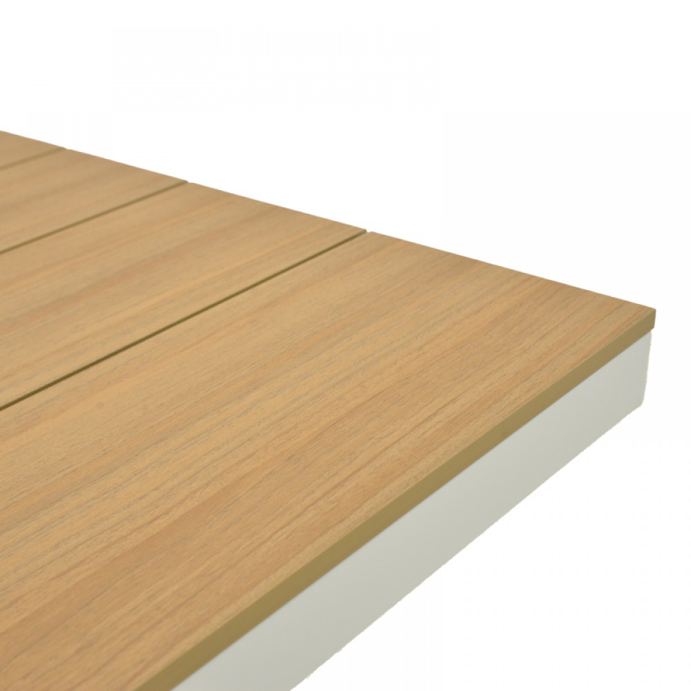 Τραπέζι εξωτερικού χώρου "THORIO" από αλουμινίο σε λευκό/φυσικό χρώμα 160x90x75