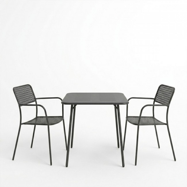 Τραπεζαρία εξωτερικού χώρου 3τεμ "MORAJA FEDERAL" από μέταλλο σε μαύρο χρώμα 70x70x73