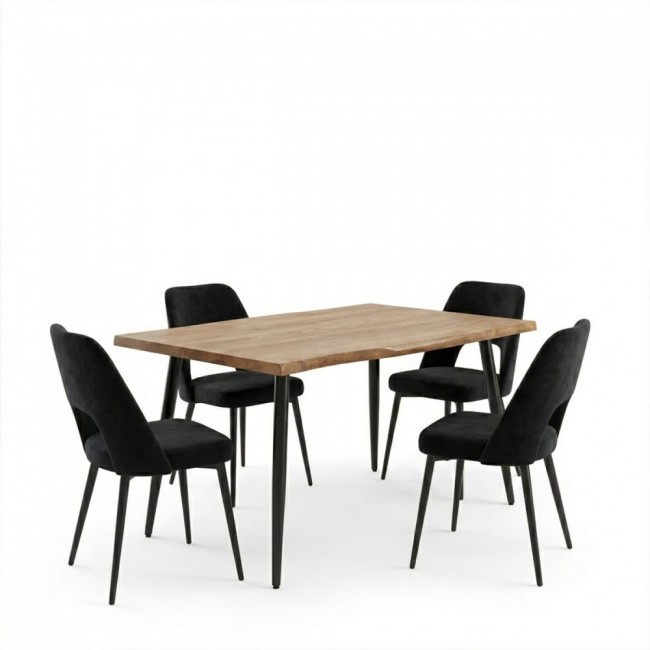 Τραπεζαρία 5τμχ "MURDE-NEVE" σε μαύρο χρώμα 140x80x75