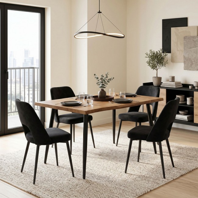 Τραπεζαρία 5τμχ "MURDE-NEVE" σε μαύρο χρώμα 140x80x75