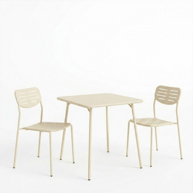 Τραπεζαρία εξωτερικού χώρου 3τεμ "MORAJA DERABY I" από μέταλλο σε κρεμ χρώμα 70x70x73